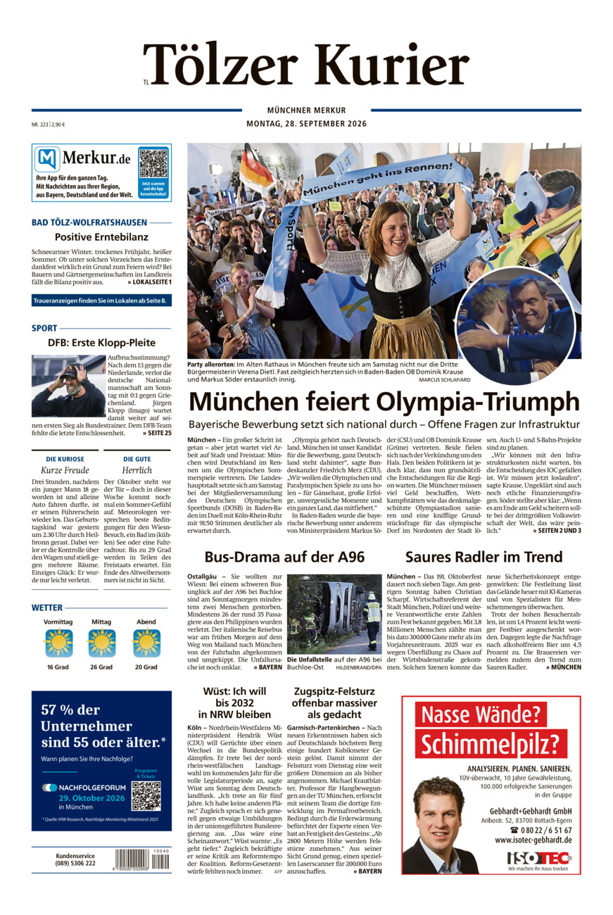 Tölzer Kurier - Loisachtal (TL) vom Montag, 28.09.2026