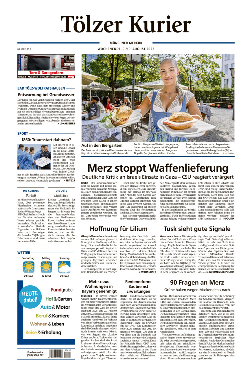 Tölzer Kurier - Loisachtal (TL) vom Samstag, 09.08.2025