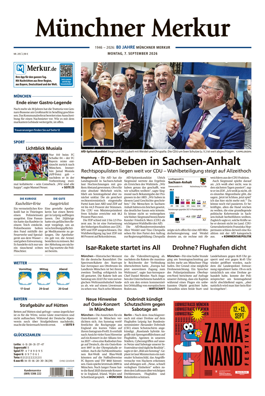 Münchner Merkur - Stadt vom Montag, 07.09.2026