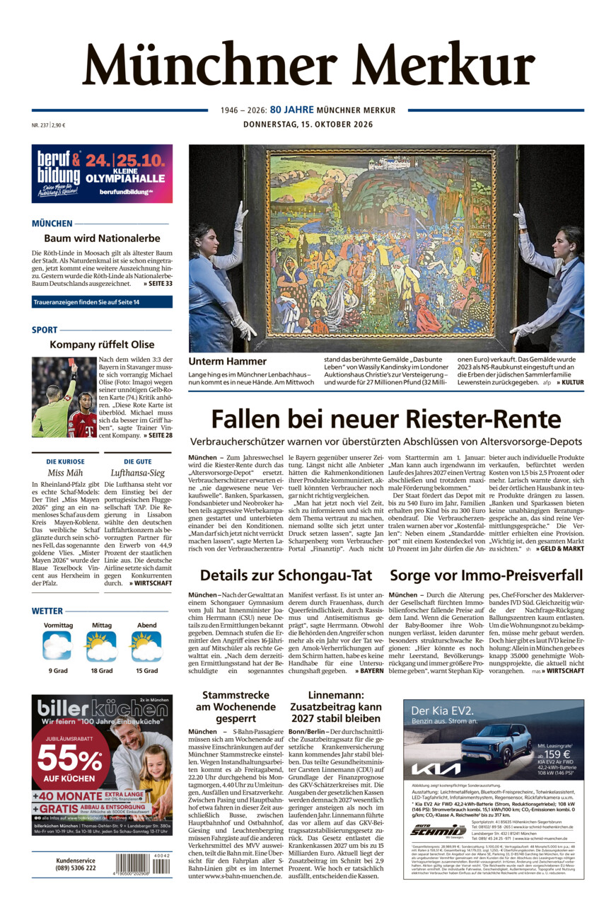 Münchner Merkur - Stadt vom Donnerstag, 15.10.2026