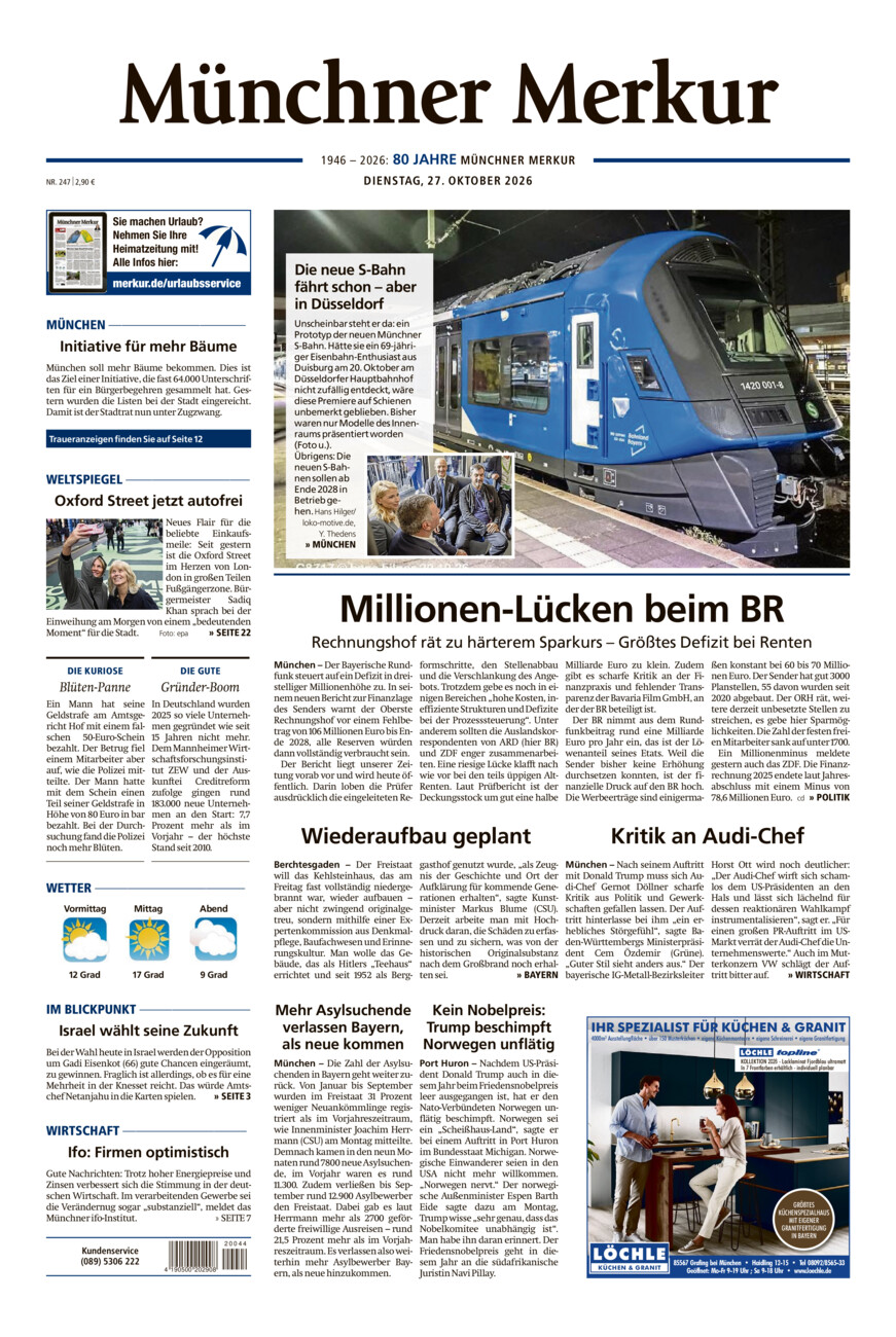 Münchner Merkur - Stadt vom Dienstag, 27.10.2026