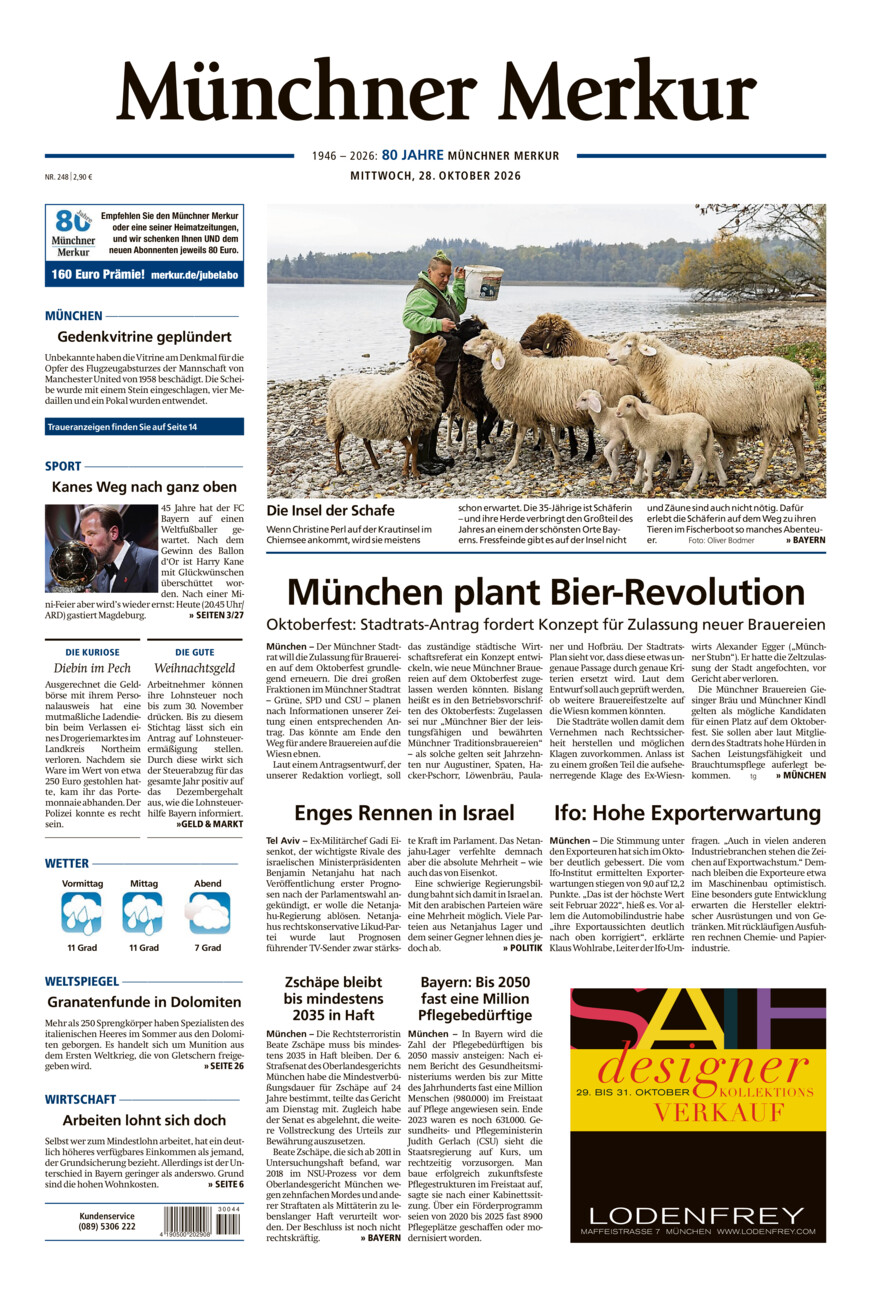 Münchner Merkur - Stadt vom Mittwoch, 28.10.2026