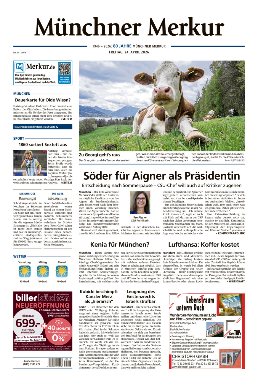 Münchner Merkur - Stadt vom Freitag, 24.04.2026