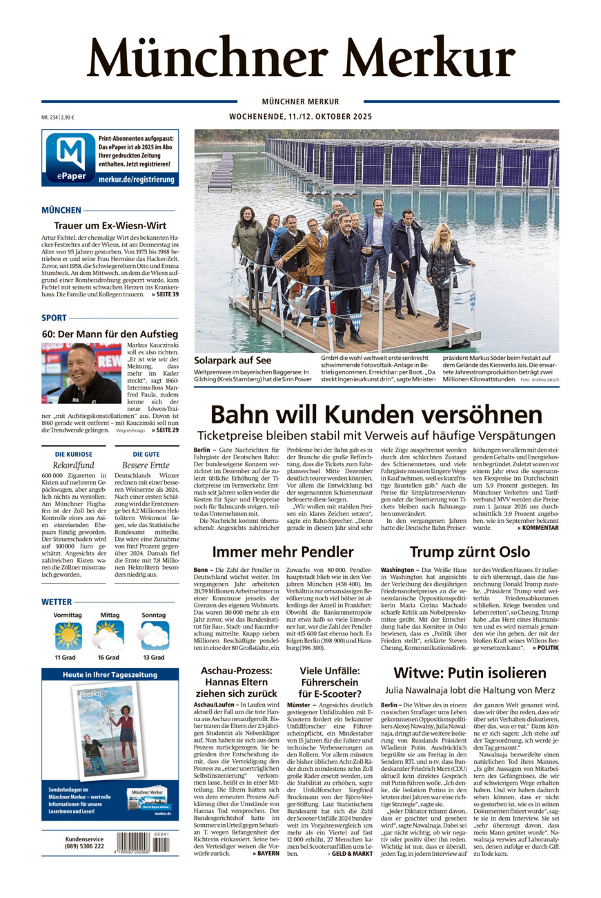 Münchner Merkur - Stadt vom Samstag, 11.10.2025