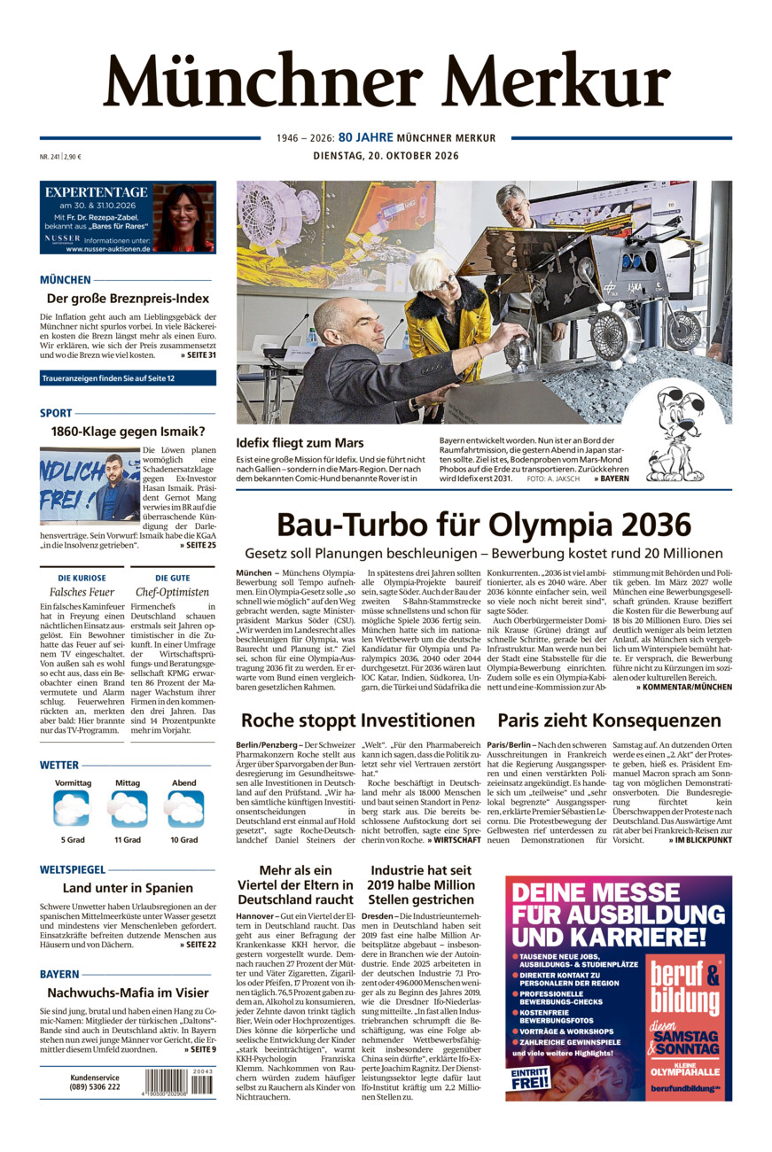 Münchner Merkur - Stadt vom Dienstag, 20.10.2026