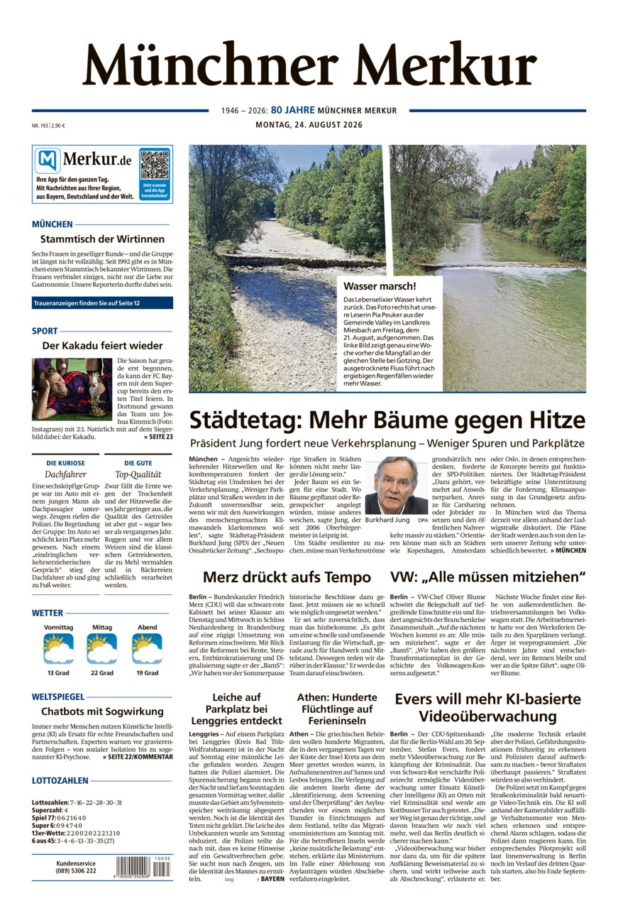 Münchner Merkur - Stadt vom Montag, 24.08.2026