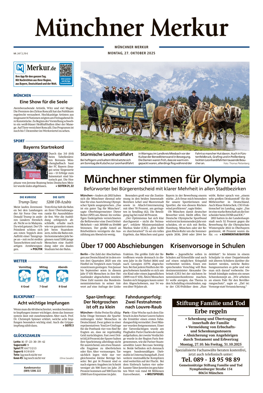 Münchner Merkur - Stadt vom Montag, 27.10.2025