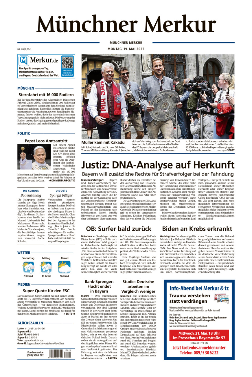 Münchner Merkur - Stadt vom Montag, 19.05.2025