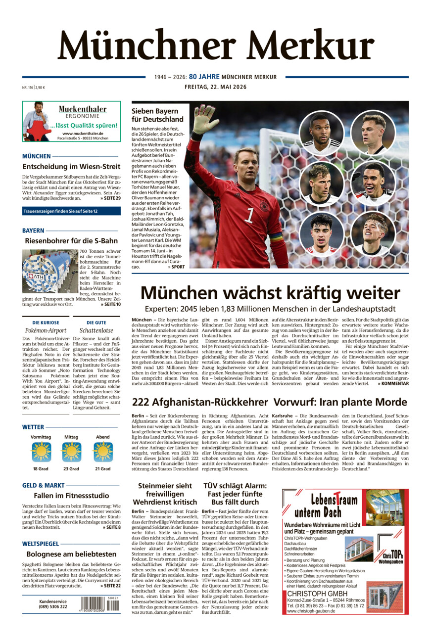 Münchner Merkur - Stadt vom Freitag, 22.05.2026