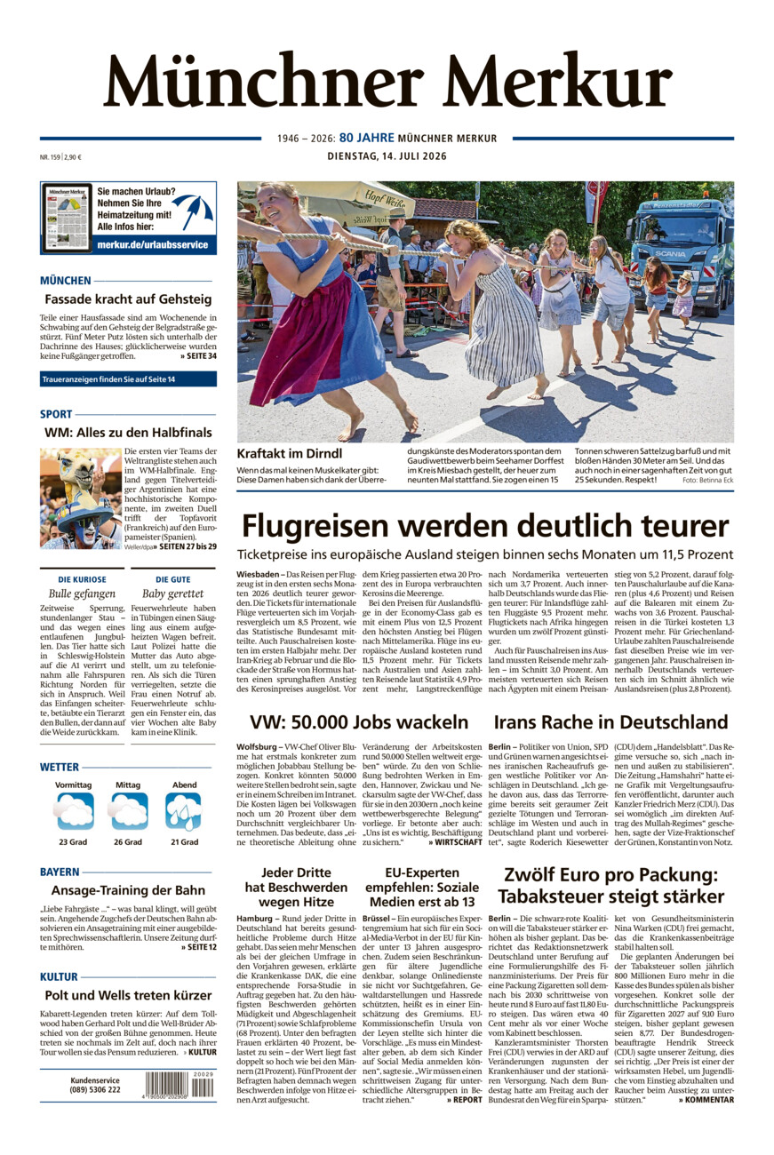 Münchner Merkur - Stadt vom Dienstag, 14.07.2026