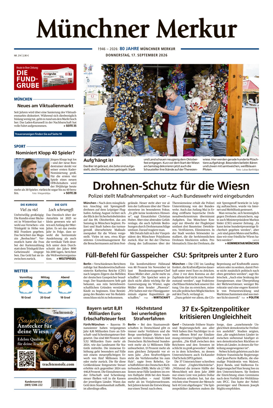 Münchner Merkur - Stadt vom Donnerstag, 17.09.2026