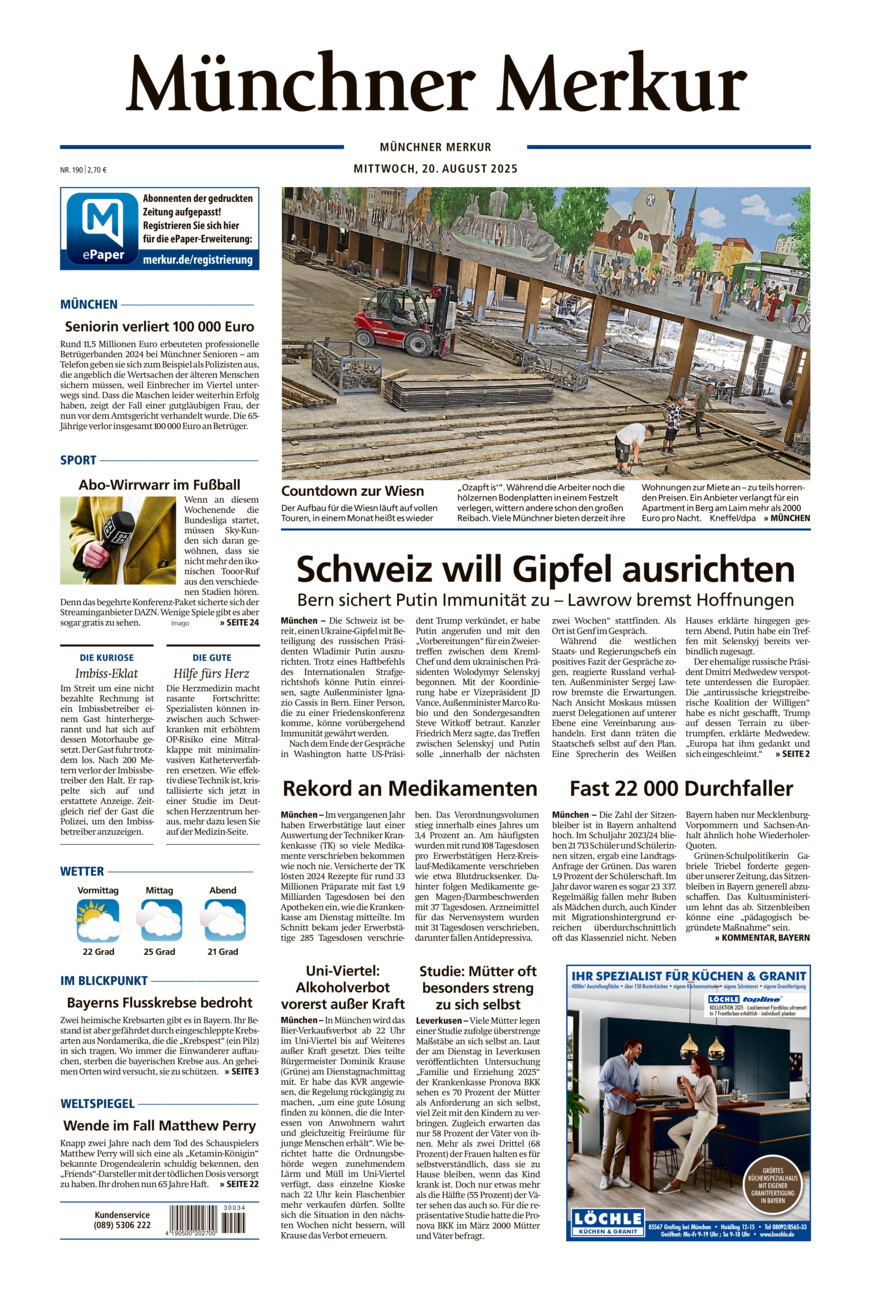 Münchner Merkur - Stadt vom Mittwoch, 20.08.2025
