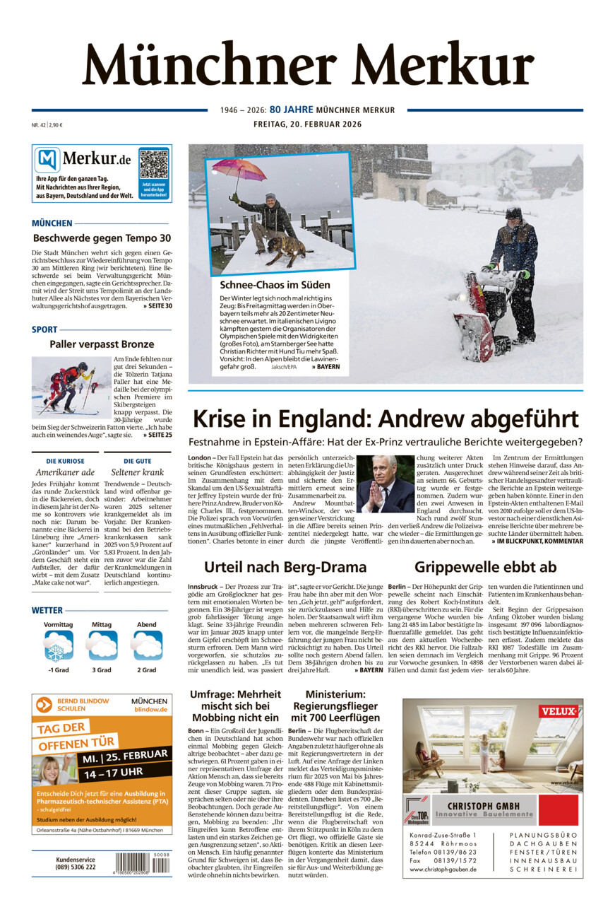 Münchner Merkur - Stadt vom Freitag, 20.02.2026