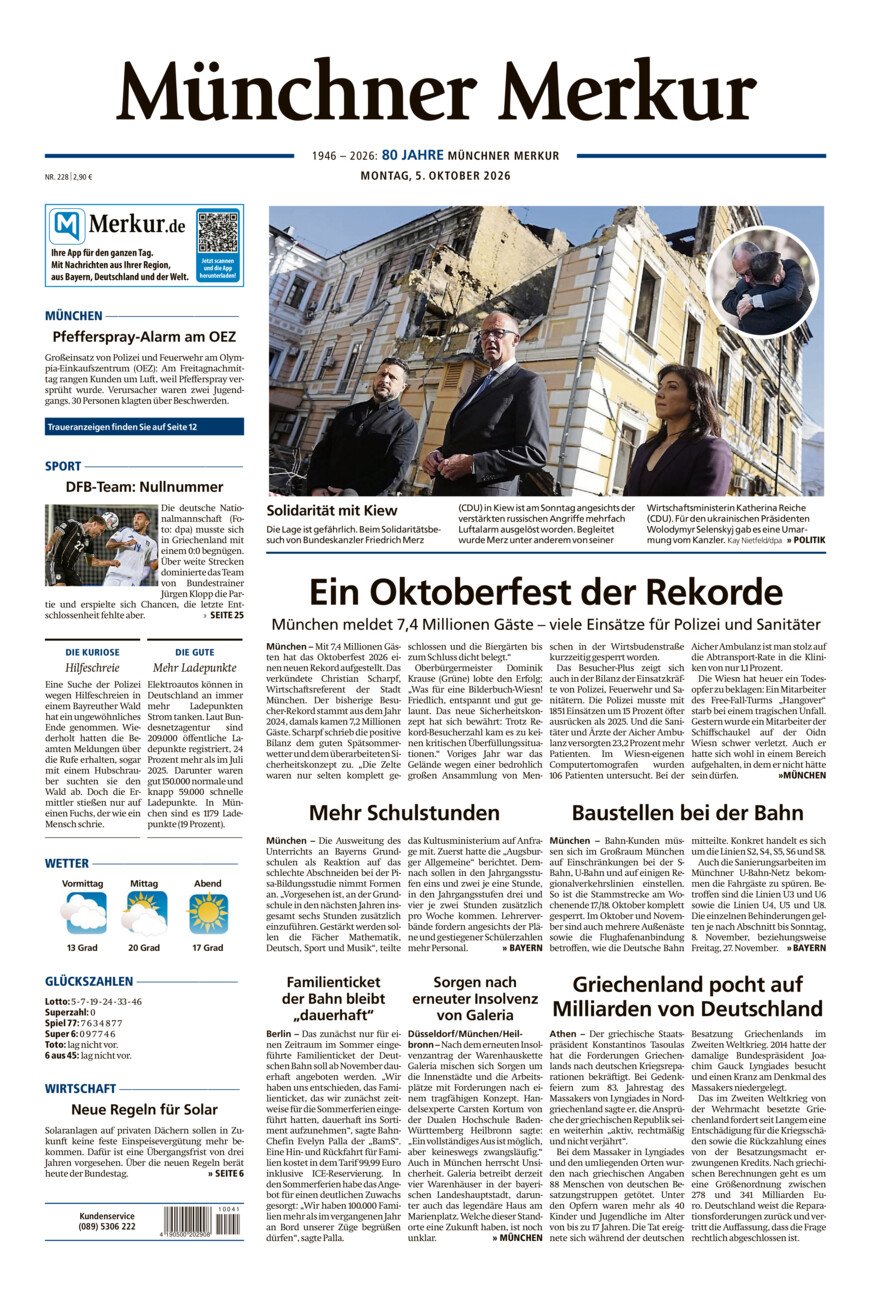 Münchner Merkur - Stadt vom Montag, 05.10.2026