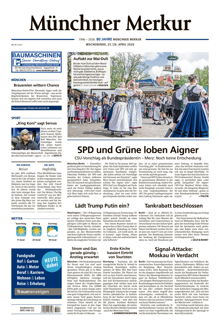 Münchner Merkur - Stadt vom Samstag, 25.04.2026