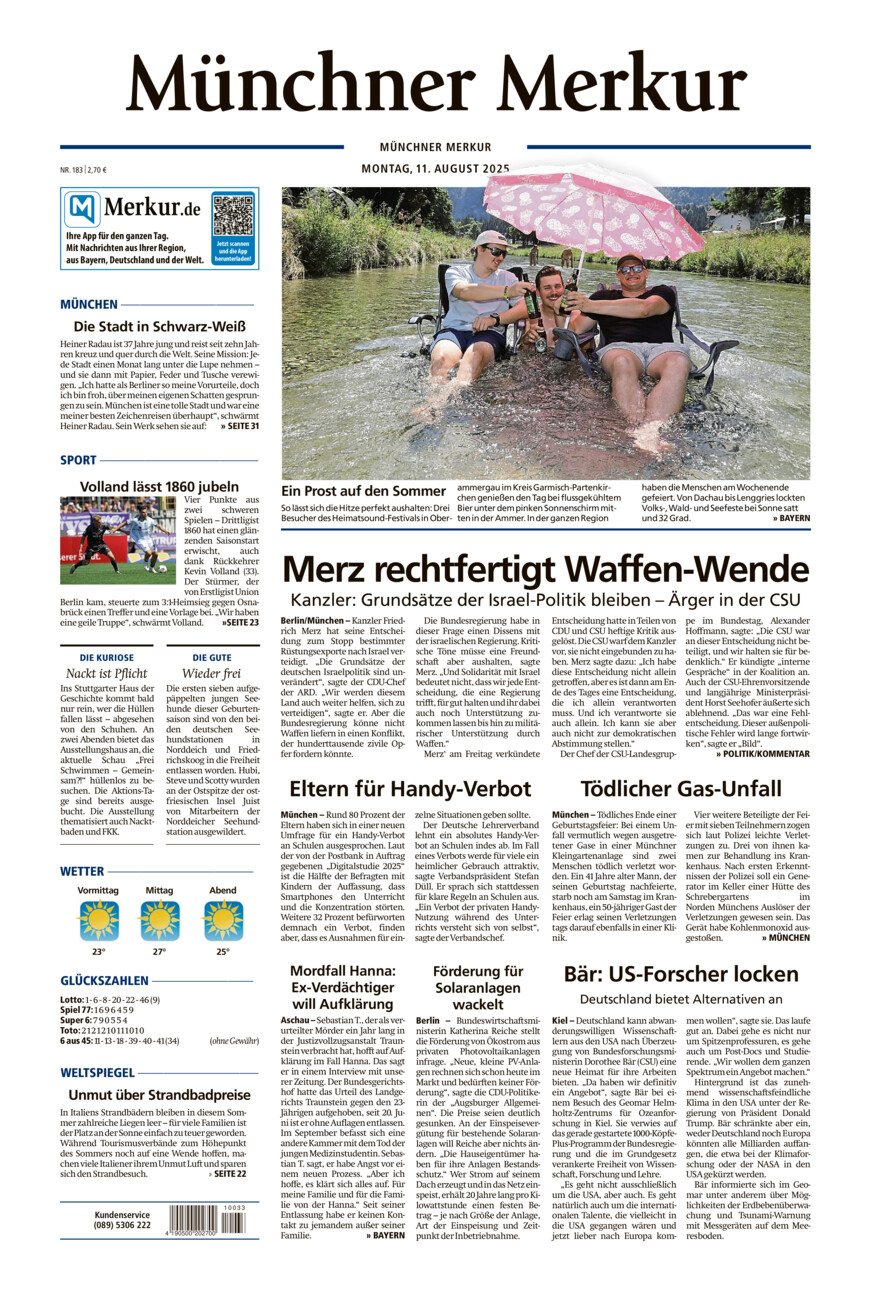 Münchner Merkur - Stadt vom Montag, 11.08.2025