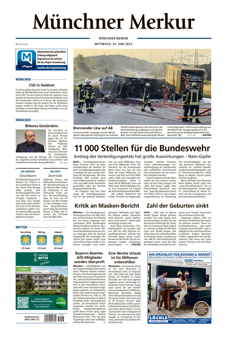 Münchner Merkur - Stadt vom Mittwoch, 25.06.2025