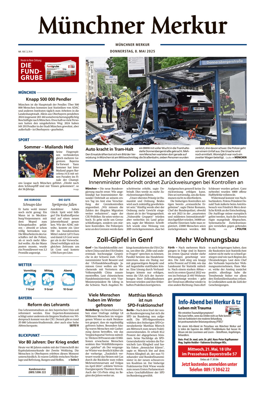 Münchner Merkur - Stadt vom Donnerstag, 08.05.2025