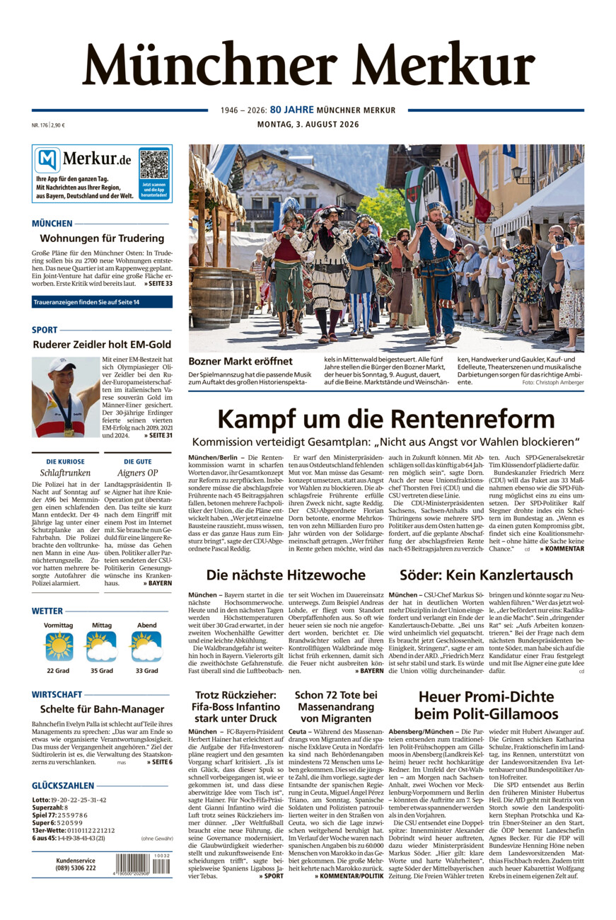 Münchner Merkur - Stadt vom Montag, 03.08.2026