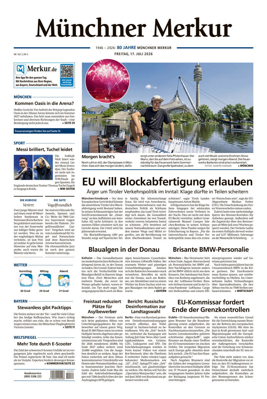 Münchner Merkur - Stadt vom Freitag, 17.07.2026