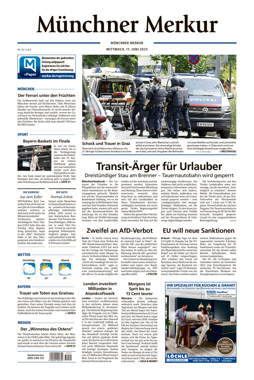 Münchner Merkur - Stadt vom Mittwoch, 11.06.2025