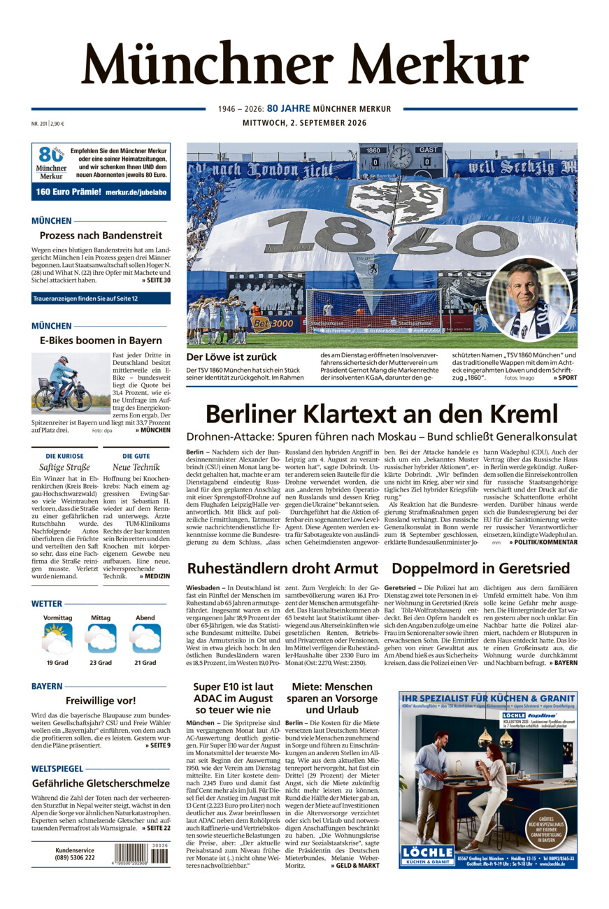 Münchner Merkur - Stadt vom Mittwoch, 02.09.2026