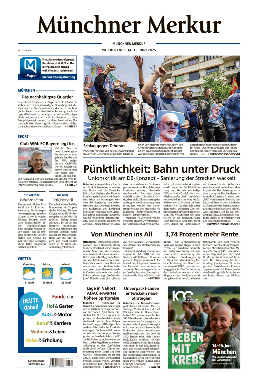 Münchner Merkur - Stadt vom Samstag, 14.06.2025