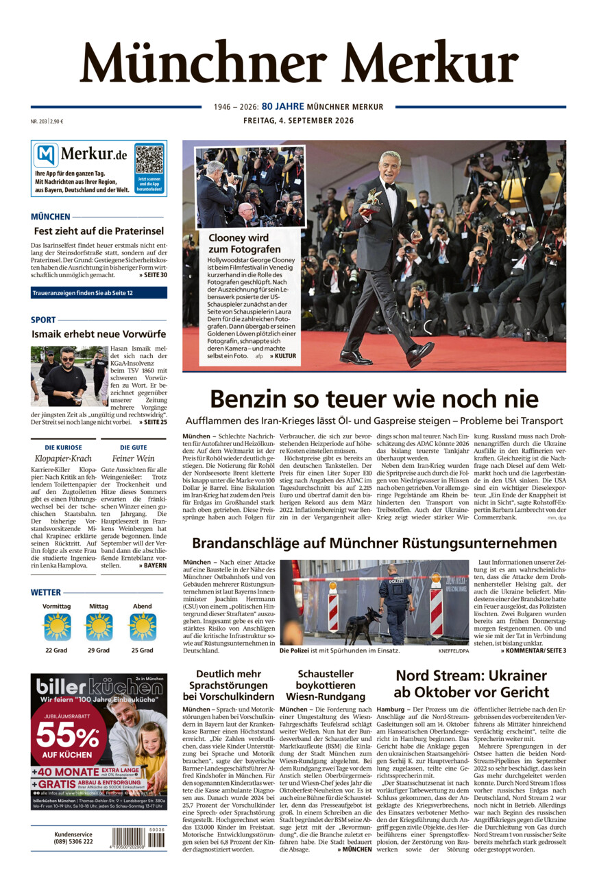 Münchner Merkur - Stadt vom Freitag, 04.09.2026