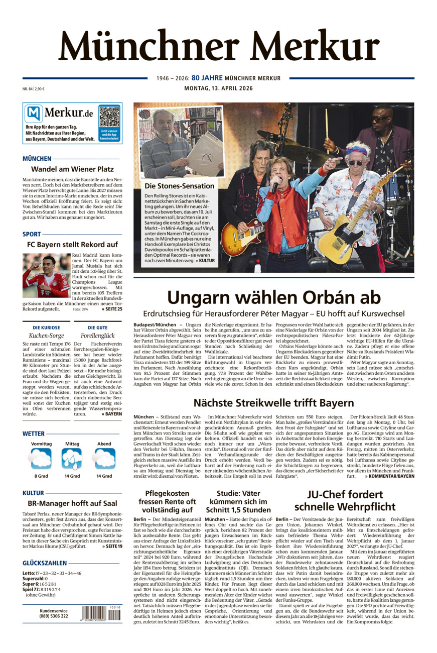 Münchner Merkur - Stadt vom Montag, 13.04.2026