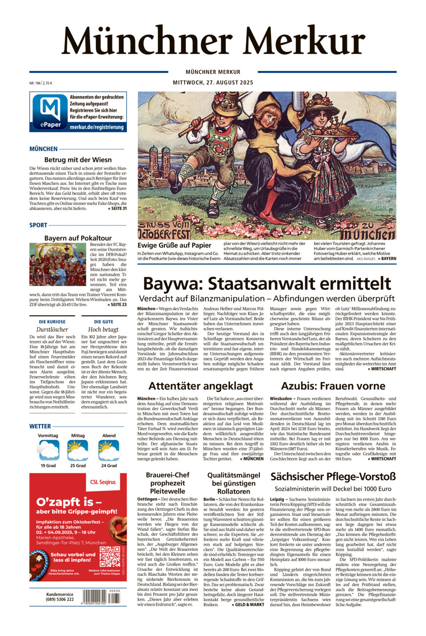 Münchner Merkur - Stadt vom Mittwoch, 27.08.2025