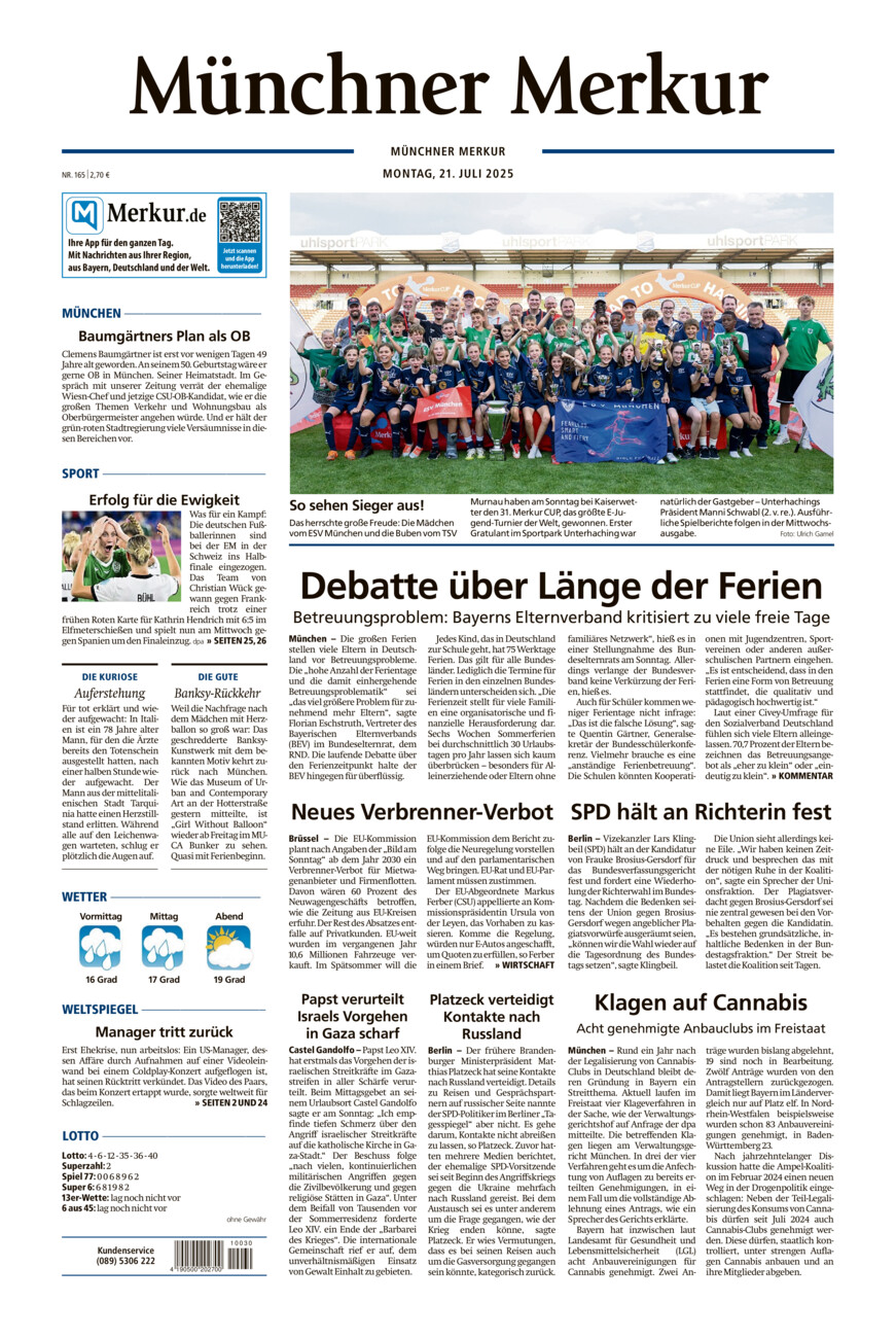 Münchner Merkur - Stadt vom Montag, 21.07.2025