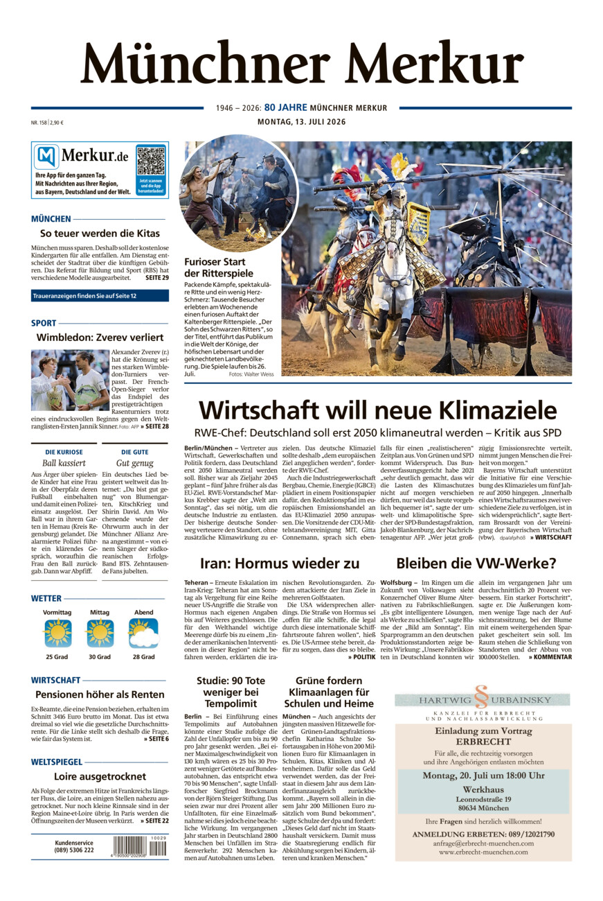 Münchner Merkur - Stadt vom Montag, 13.07.2026