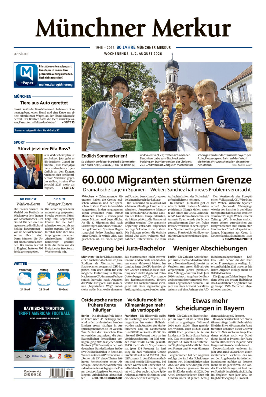 Münchner Merkur - Stadt vom Samstag, 01.08.2026