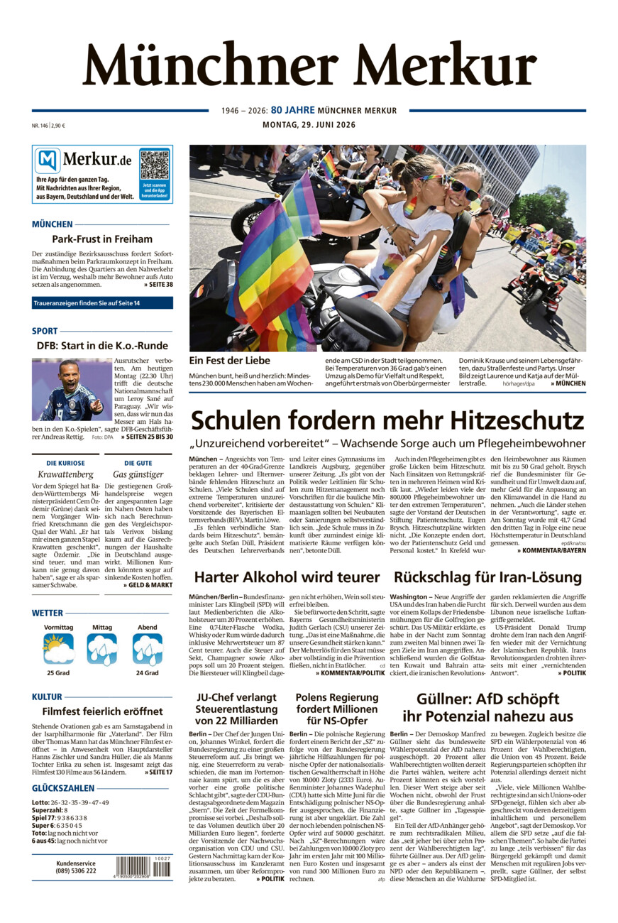 Münchner Merkur - Stadt vom Montag, 29.06.2026