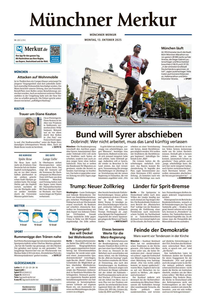 Münchner Merkur - Stadt vom Montag, 13.10.2025