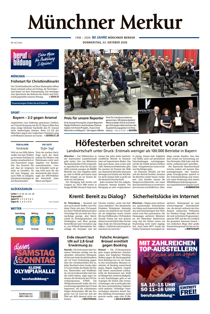 Münchner Merkur - Stadt vom Donnerstag, 22.10.2026