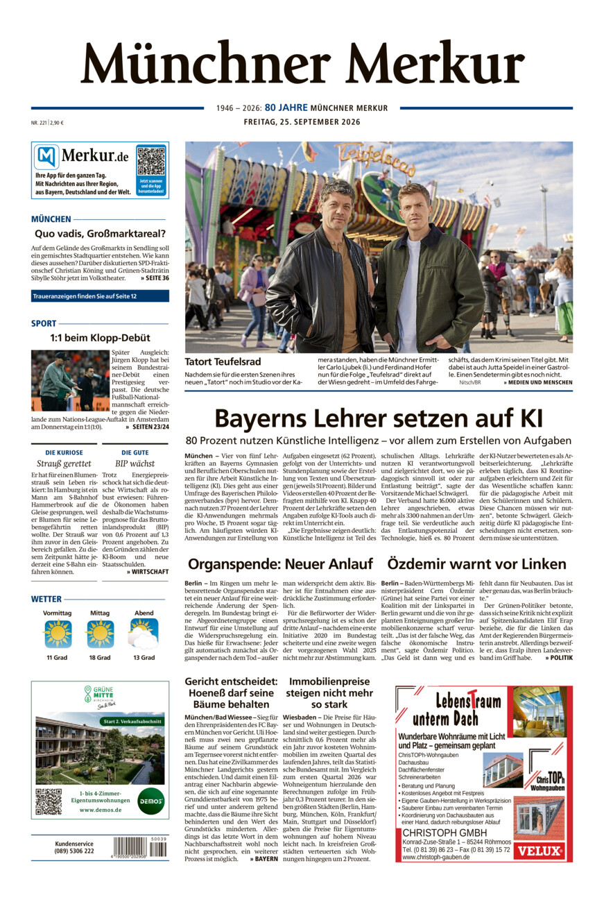 Münchner Merkur - Stadt vom Freitag, 25.09.2026
