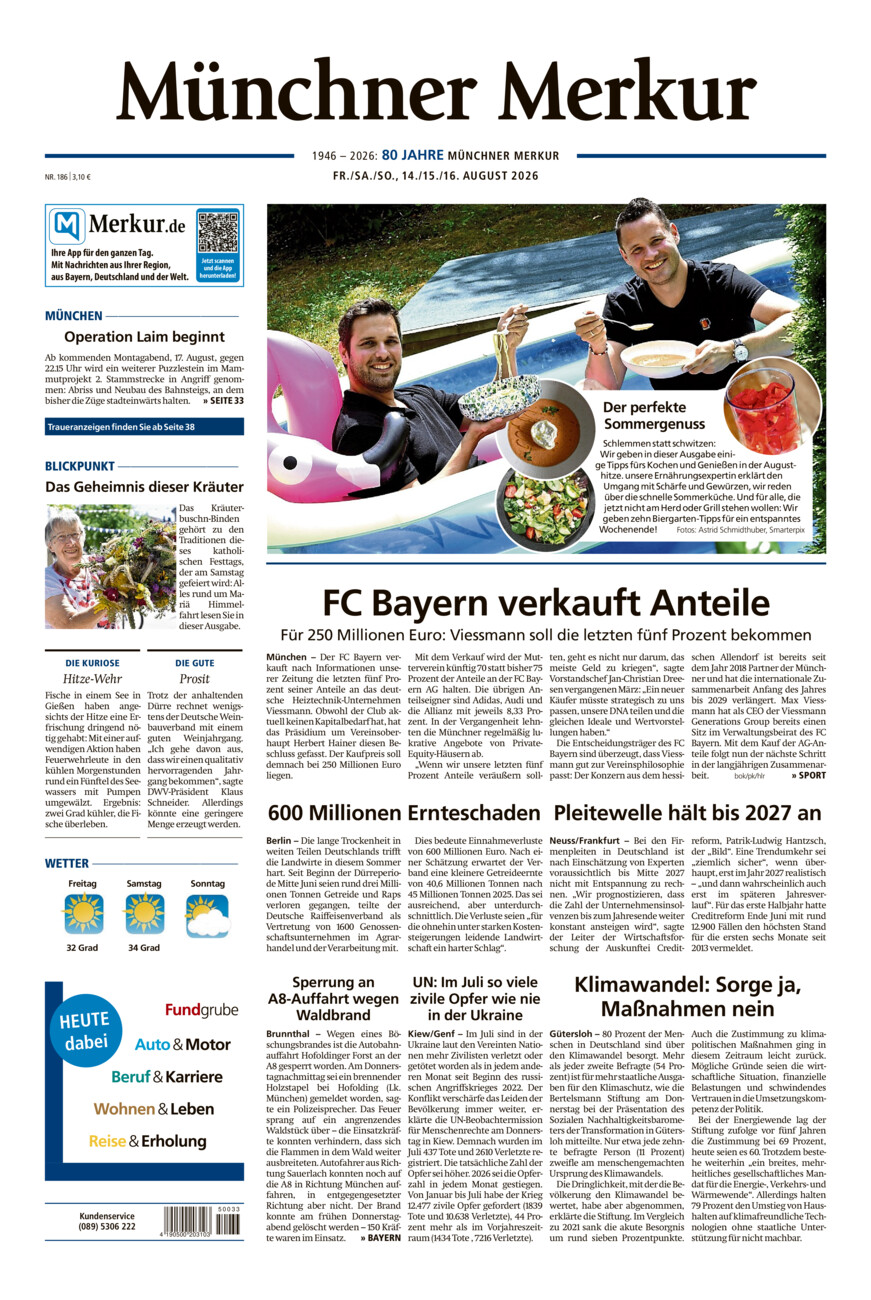 Münchner Merkur - Stadt vom Freitag, 14.08.2026