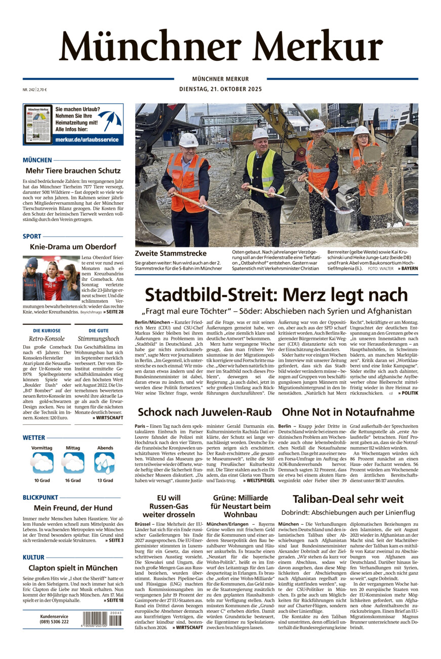 Münchner Merkur - Stadt vom Dienstag, 21.10.2025