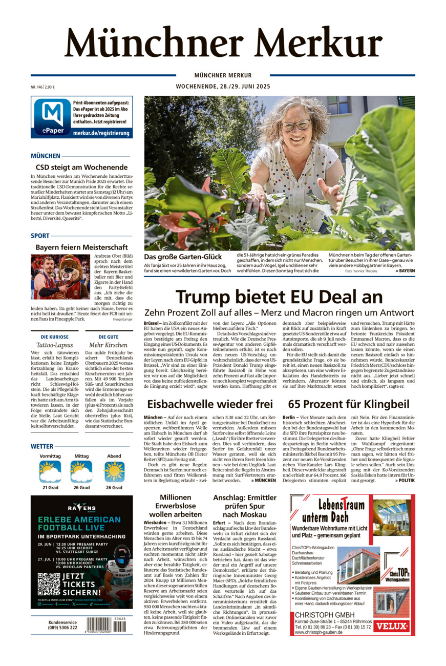 Münchner Merkur - Stadt vom Samstag, 28.06.2025