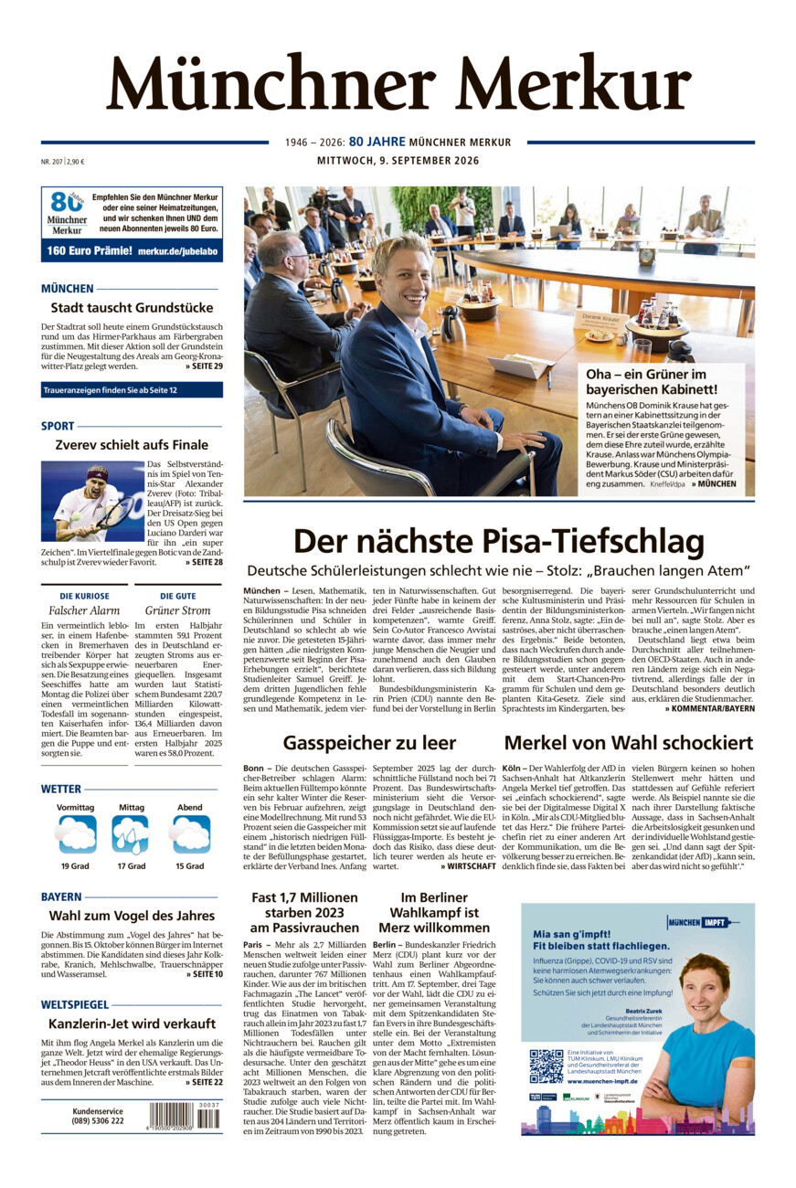 Münchner Merkur - Stadt vom Mittwoch, 09.09.2026