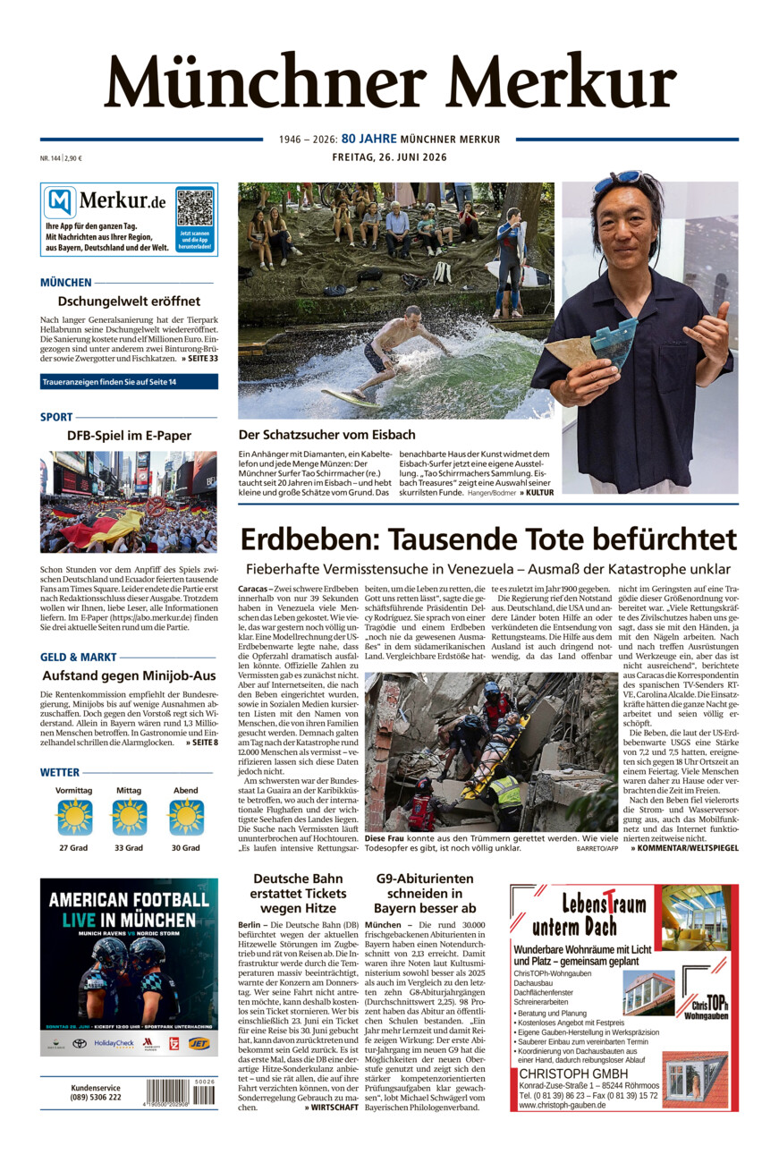 Münchner Merkur - Stadt vom Freitag, 26.06.2026