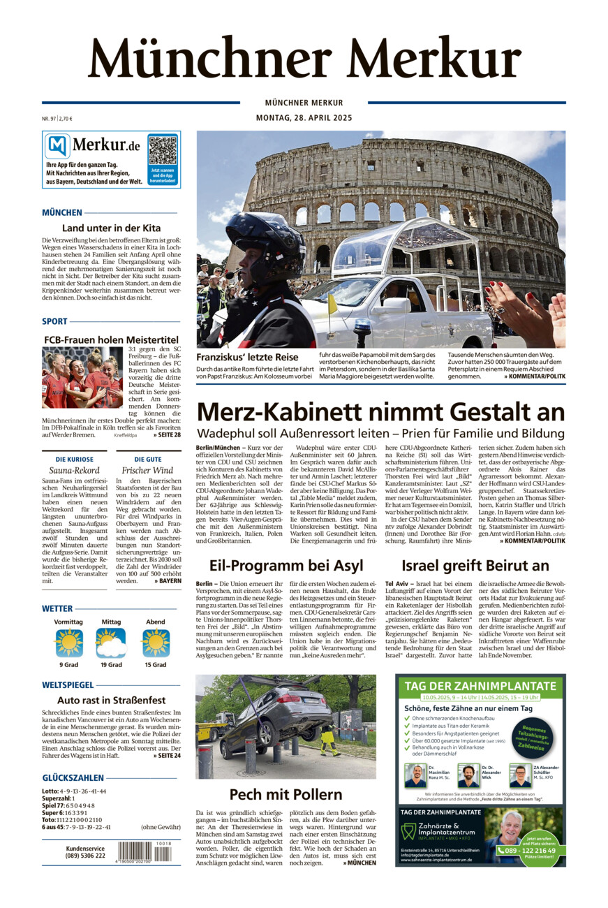 Münchner Merkur - Stadt vom Montag, 28.04.2025