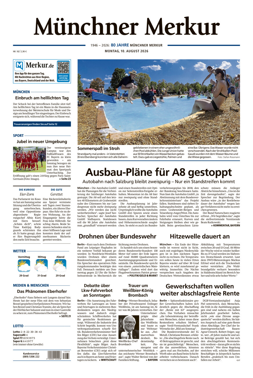 Münchner Merkur - Stadt vom Montag, 10.08.2026