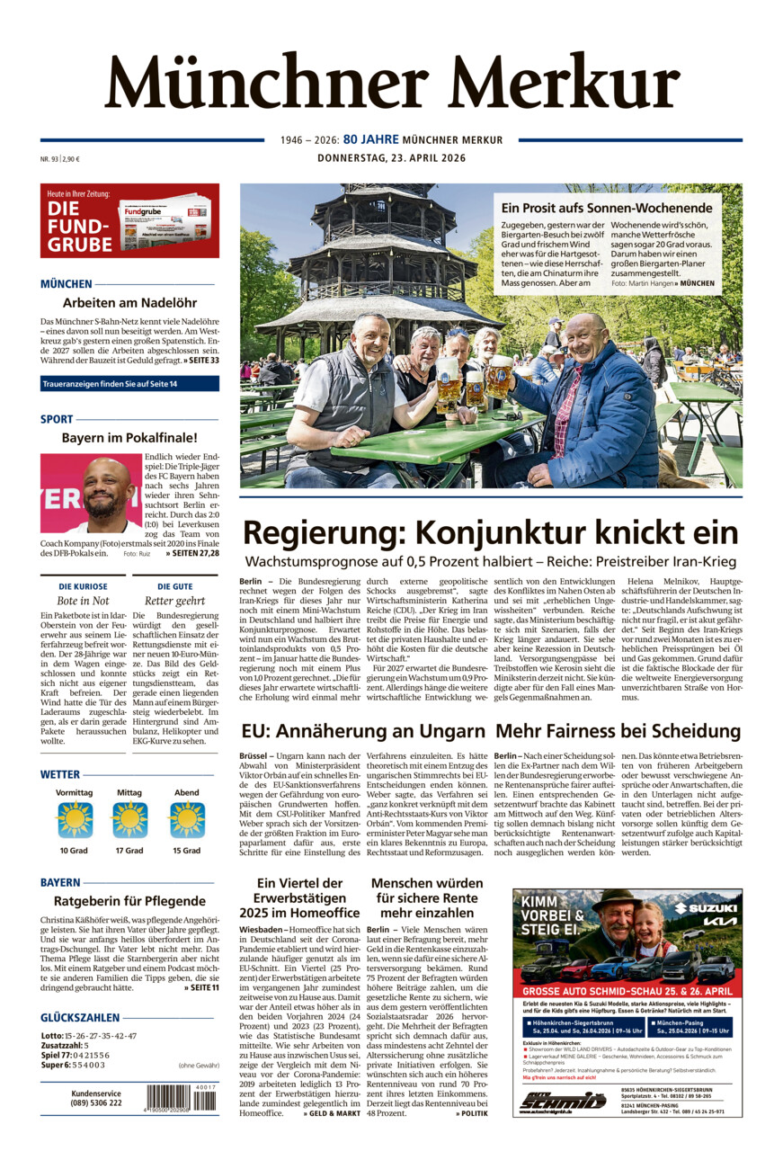 Münchner Merkur - Stadt vom Donnerstag, 23.04.2026