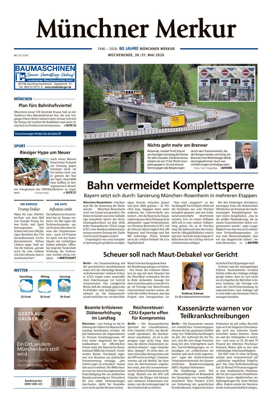 Münchner Merkur - Stadt vom Samstag, 30.05.2026