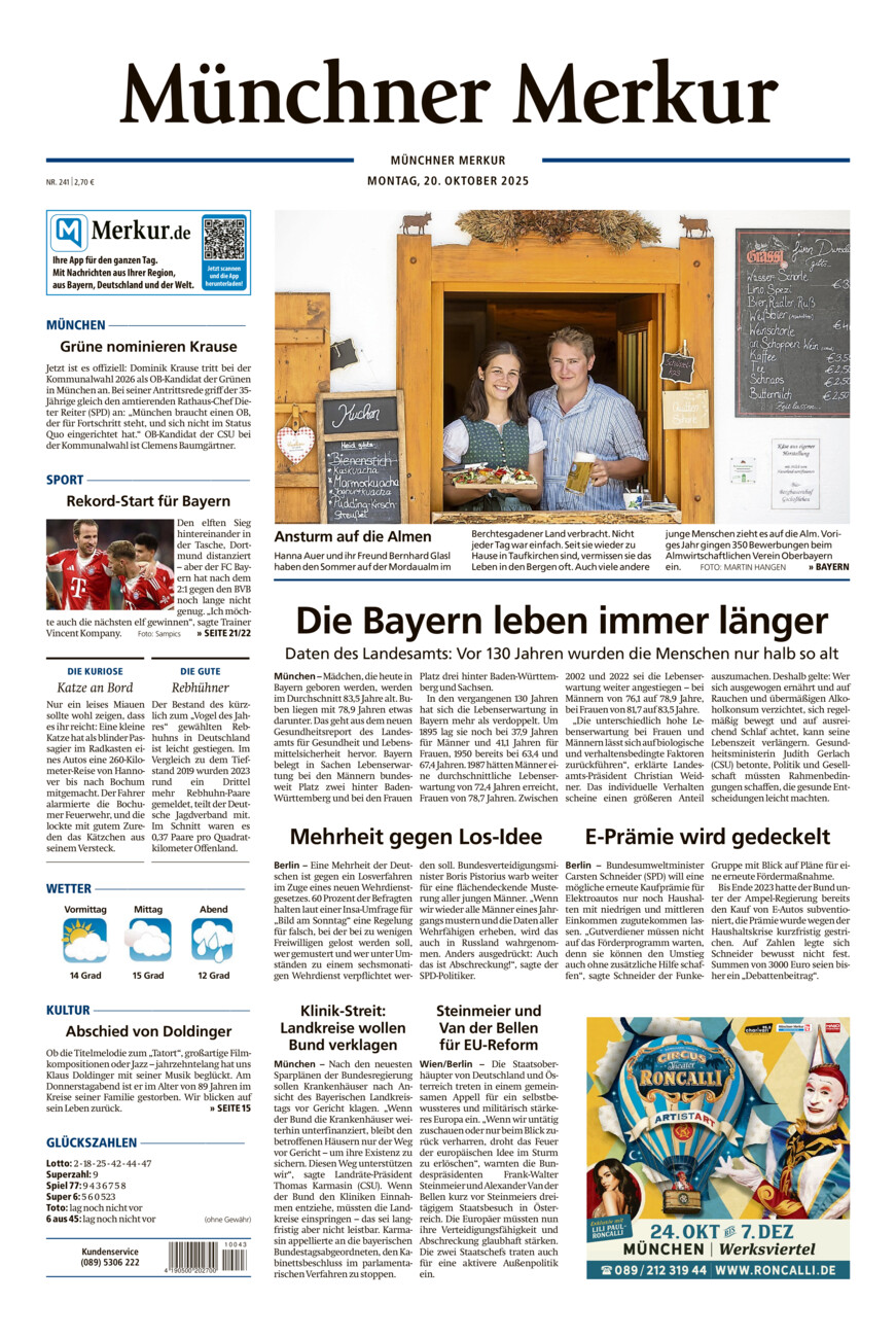 Münchner Merkur - Stadt vom Montag, 20.10.2025