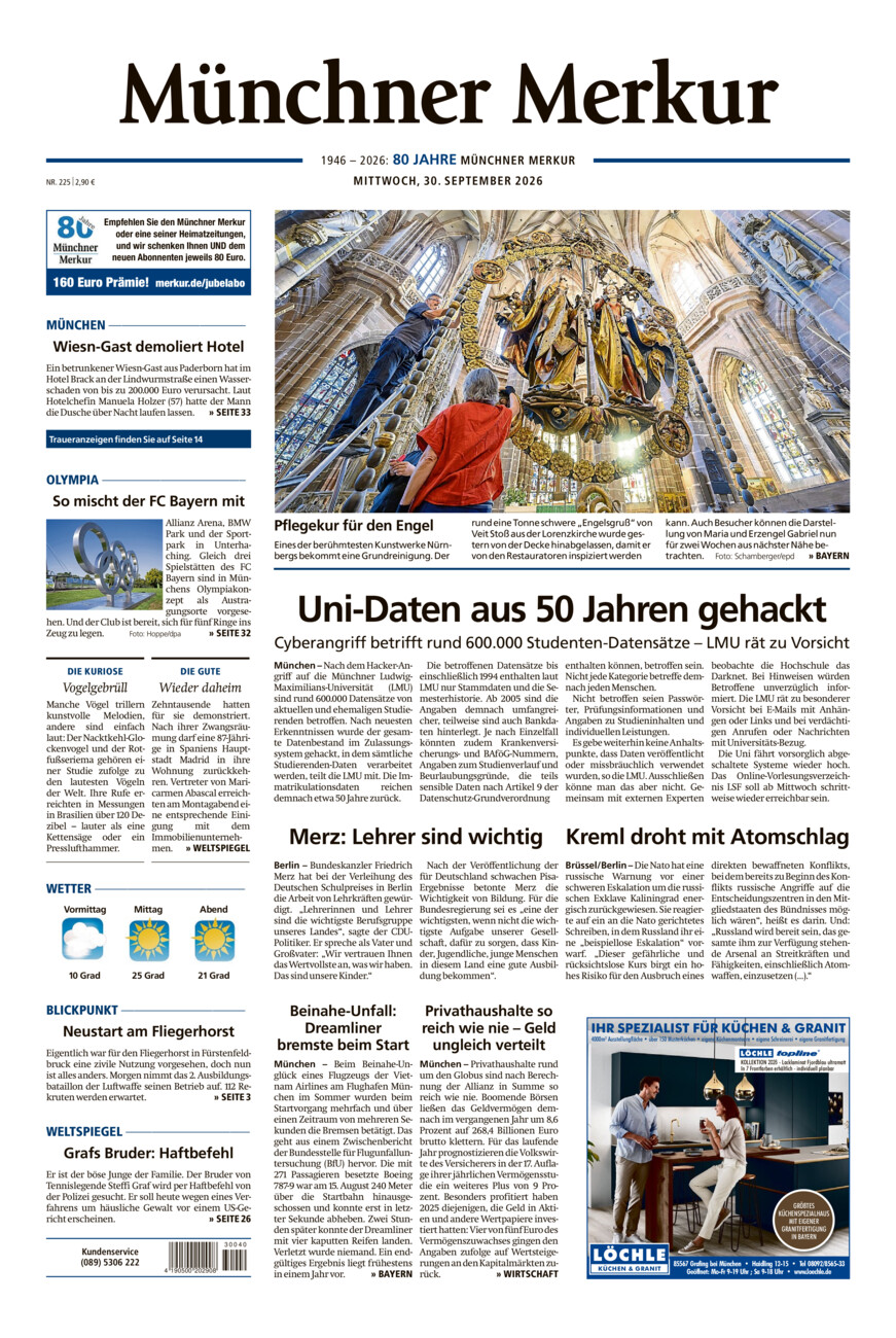 Münchner Merkur - Stadt vom Mittwoch, 30.09.2026