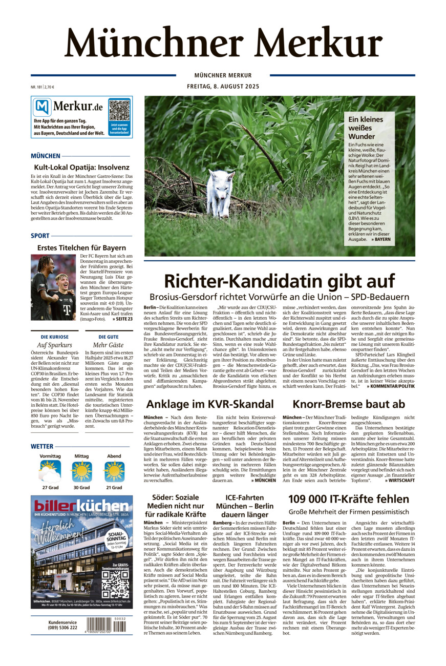Münchner Merkur - Stadt vom Freitag, 08.08.2025