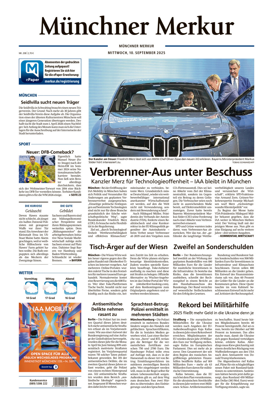 Münchner Merkur - Stadt vom Mittwoch, 10.09.2025